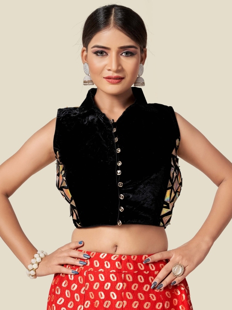 

HIMRISE Black Embellished Saree Blouse