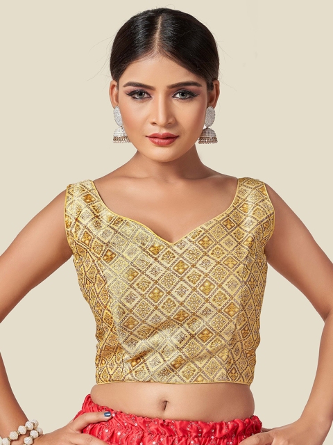 

HIMRISE Yellow Woven Design Saree Blouse