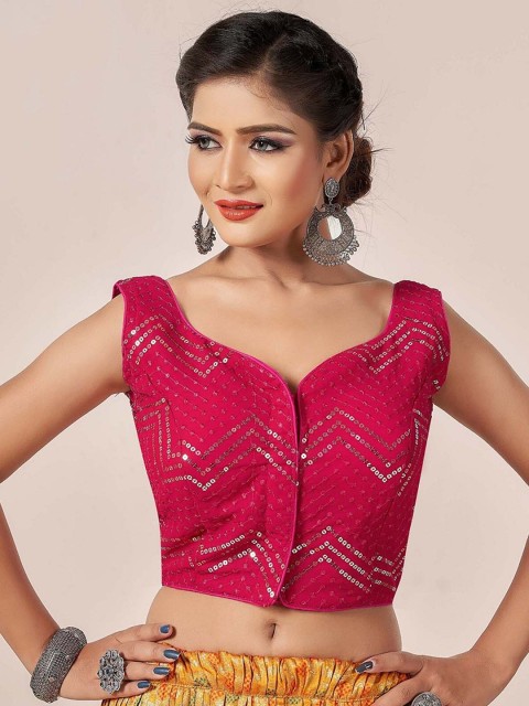 

HIMRISE Pink Woven Design Saree Blouse