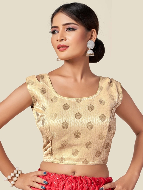 

HIMRISE Women Gold-Coloured Printed Saree Blouse