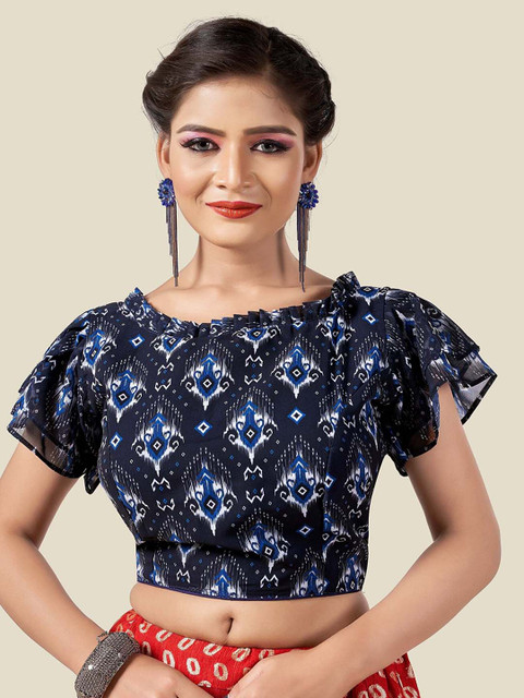 

HIMRISE Women Blue Printed Saree Blouse