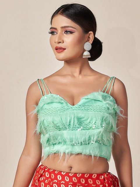 

HIMRISE Sea Green Embellished Saree Blouse