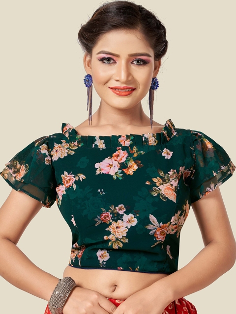 

HIMRISE Women Green Floral Printed Saree Blouse