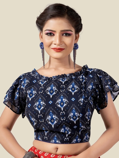 

HIMRISE Blue Printed Saree Blouse
