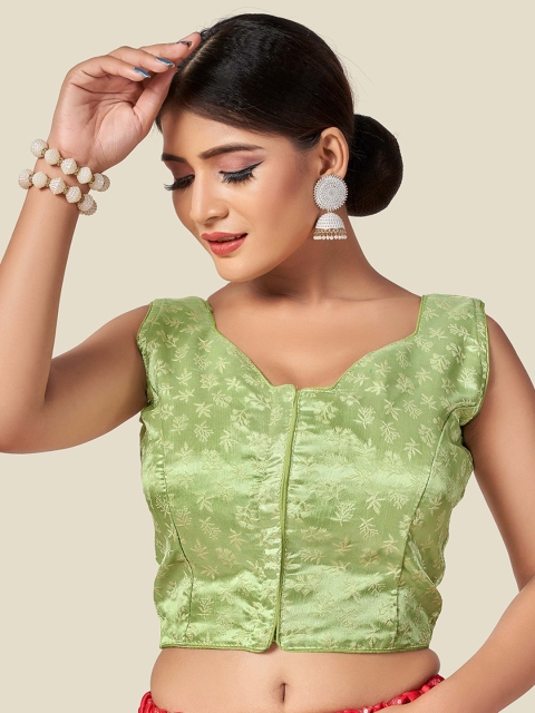 

HIMRISE Women Green Embroidered Saree Blouse