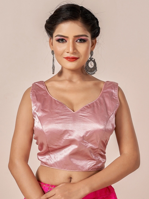 

HIMRISE Coral Pink Solid Saree Blouse