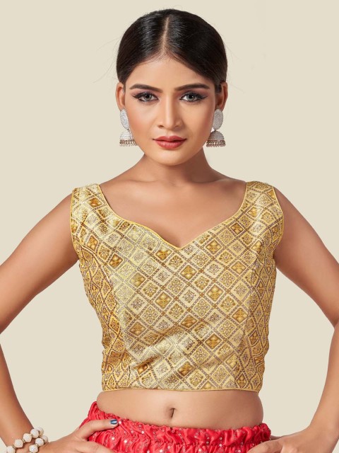 

HIMRISE Women Yellow Woven Design Saree Blouse