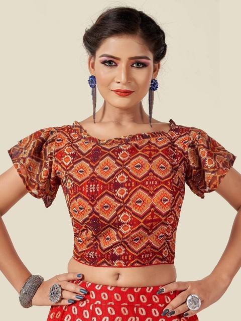 

HIMRISE Women Maroon Printed Saree Blouse
