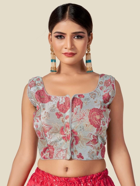 

HIMRISE Women Maroon Woven Design Saree Blouse