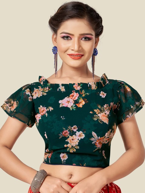 

HIMRISE Women Green Printed Saree Blouse