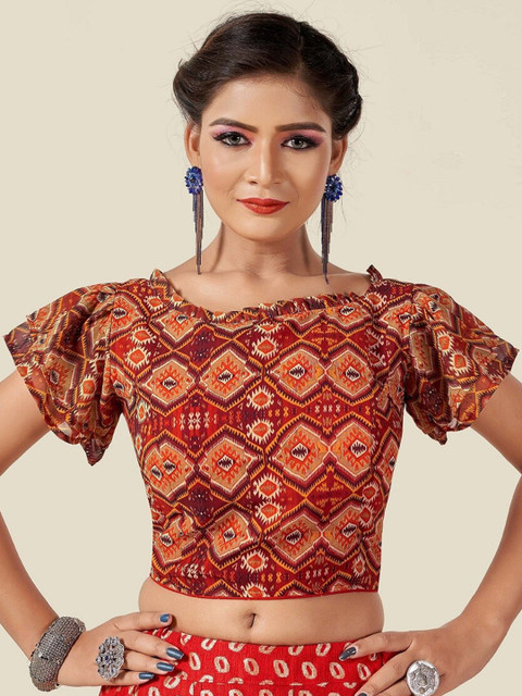 

HIMRISE Women Maroon Floral Printed Saree Blouse