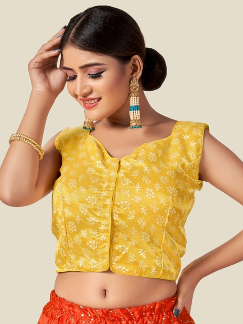 

HIMRISE Women Yellow Embroidered Saree Blouse