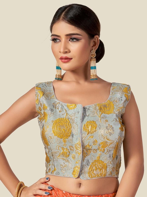 

HIMRISE Yellow Woven Design Saree Blouse