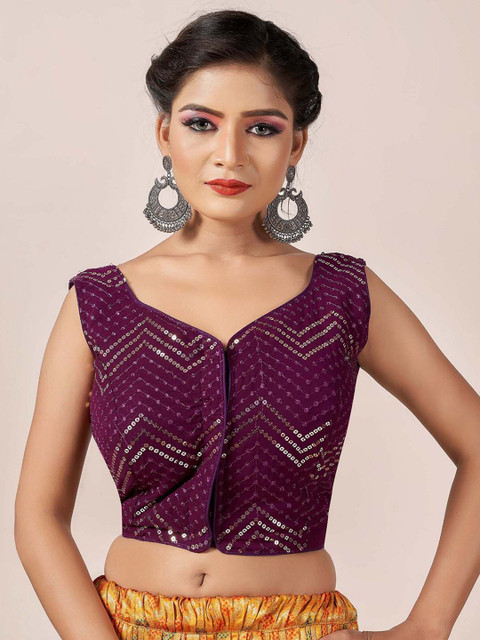 

HIMRISE Violet Woven Design Saree Blouse