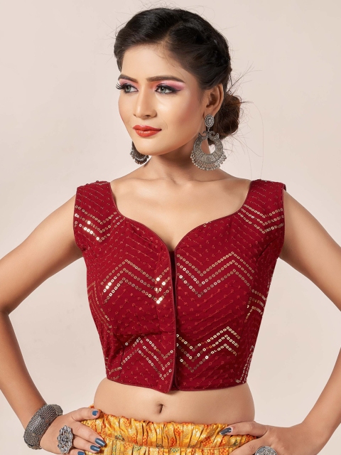 

HIMRISE Red Embellished Saree Blouse