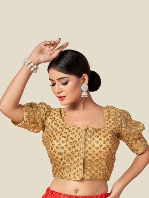 

HIMRISE Women Gold-Colored Embroidered Saree Blouse