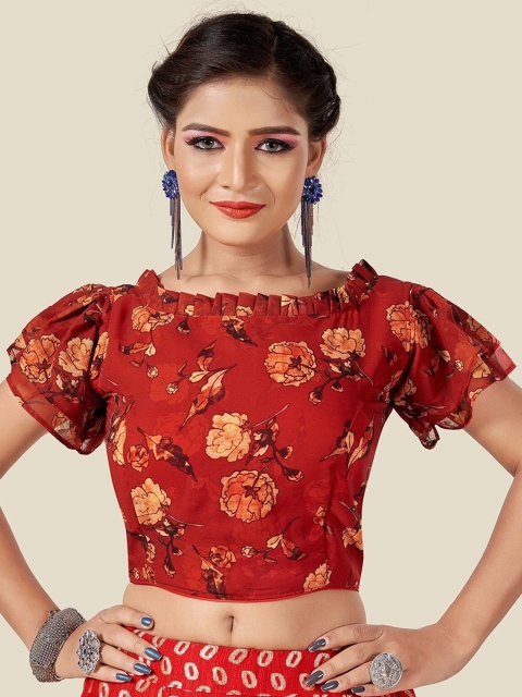 

HIMRISE Women Red Floral Printed Saree Blouse