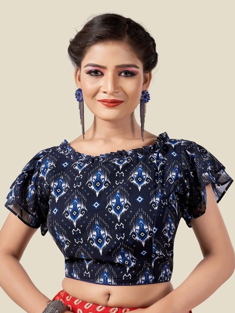 

HIMRISE Blue Printed Saree Blouse