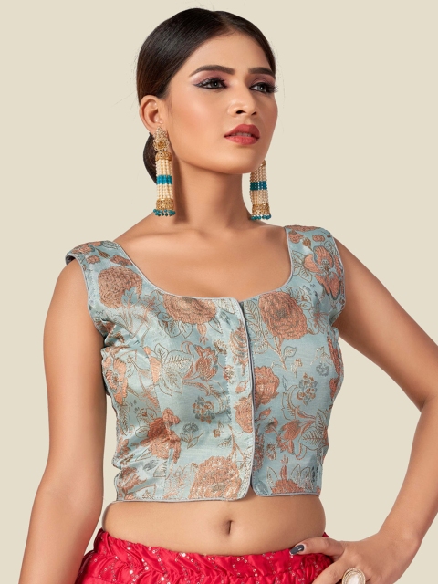 

HIMRISE Women Peach-Coloured Woven Design Saree Blouse
