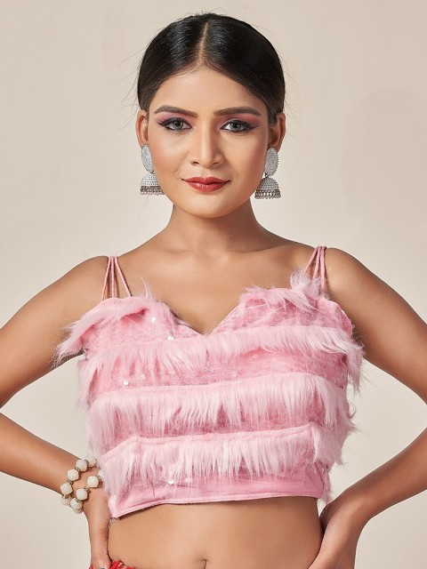 

HIMRISE Women Pink Embellished Sequinned Saree Blouse