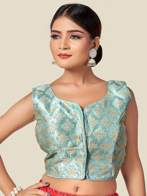 

HIMRISE Women Blue Embroidered Saree Blouse
