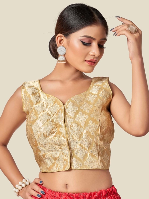 

HIMRISE Women Gold-Toned Embroidered Saree Blouse
