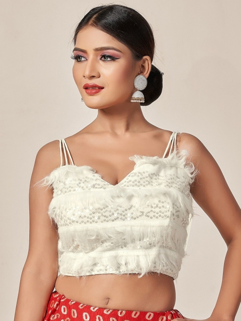 

HIMRISE Women White Embellished Sequinned Saree Blouse