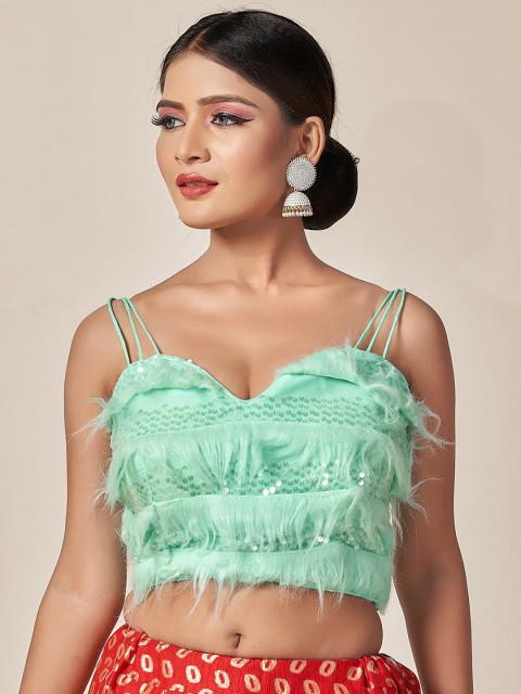 

HIMRISE Women Sea Green Embellished Sequinned Saree Blouse