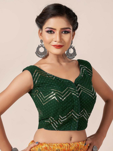 

HIMRISE Women Green Embellished Sequinned Saree Blouse