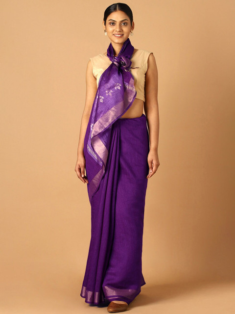 

Taneira Women Blue & Gold-Toned Woven Design Zari Pure Silk Bhagalpuri Saree