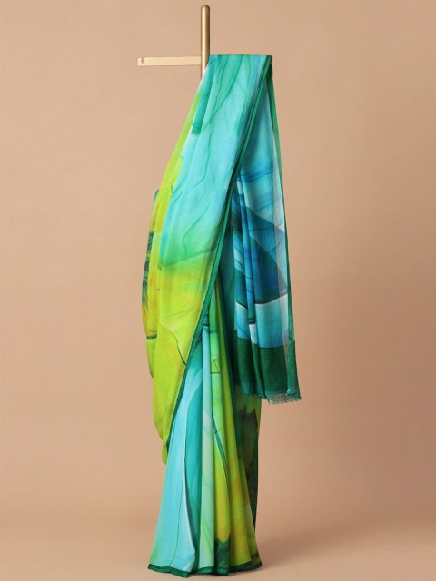 

Taneira Green & Blue Pure Chiffon Saree