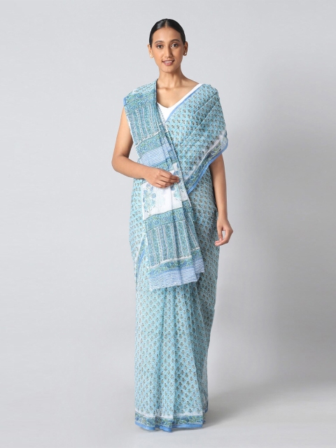 

Taneira Blue & White Floral Kota Saree
