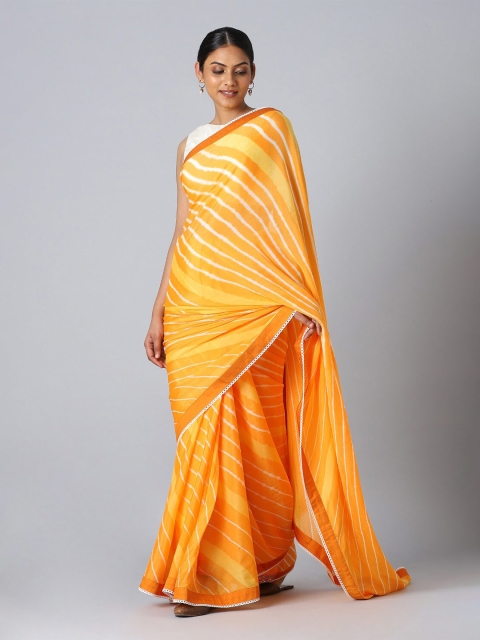 

Taneira Orange Leheriya Saree