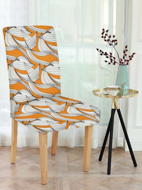 

Slushy Mushy Set Of 4 Yellow Printed Chair Covers, Multi