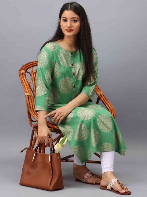 

KALINI Women Green Geometric Kurta