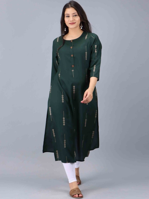 

KALINI Women Green Geometric Embellished Kurta