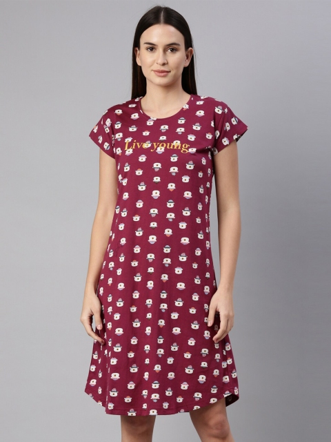 

GOLDSTROMS Women Magenta Printed Nightdress