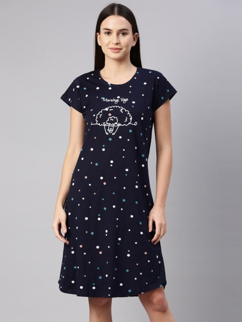 

GOLDSTROMS Women Navy Blue Printed Nightdress