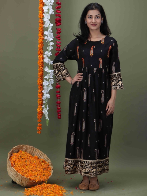 

KALINI Black Ethnic Motifs Maxi Dress