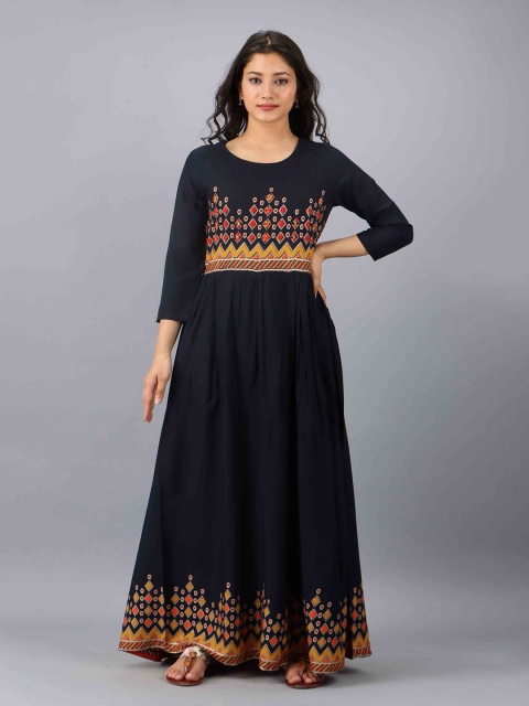 

KALINI Black Ethnic Motifs Ethnic Maxi Dress