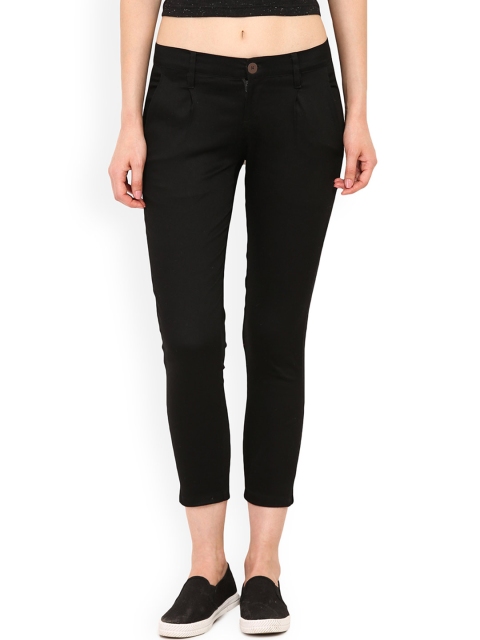 

Trend Arrest Women Black Slim Fit Solid Cropped Trousers