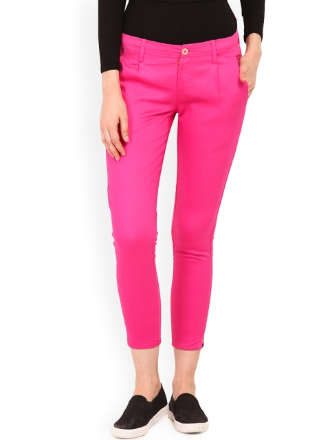 

Trend Arrest Women Pink Slim Fit Solid Cropped Trousers