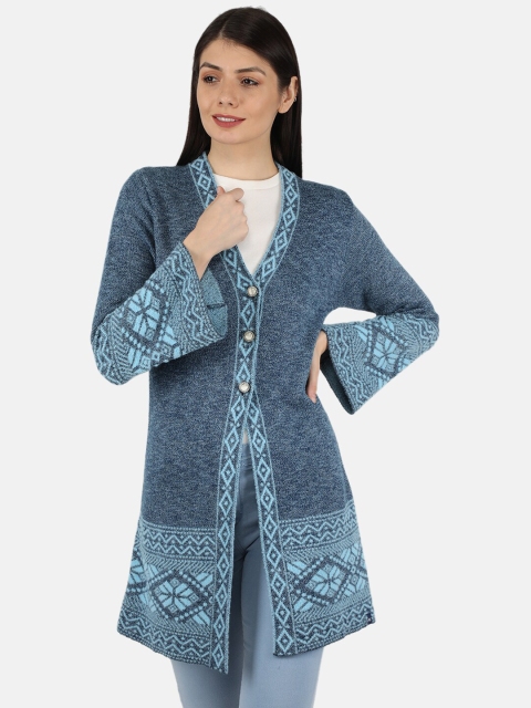 

Monte Carlo Women Blue Printed Longline Cardigan