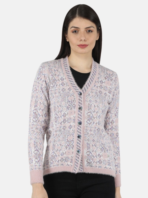 

Monte Carlo Women Pink & White Cable Knit Cardigan