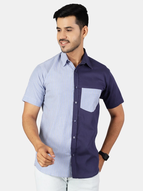 

Wintage Men Blue Classic Colourblocked Casual Shirt