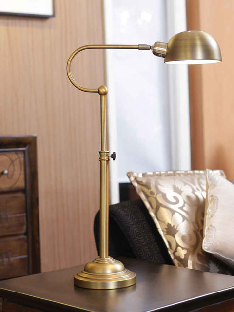 

THE LIGHT STORE Gold-Toned Study Lamp with Shade