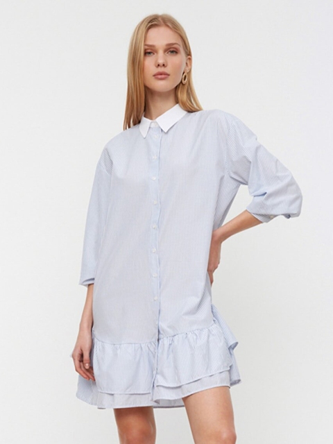 

Trendyol Blue & White Striped Shirt Dress