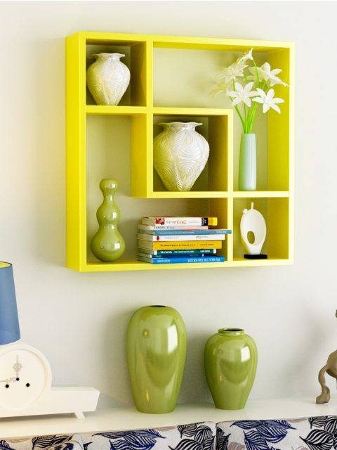 

Home Sparkle Yellow Square Wall Shelf