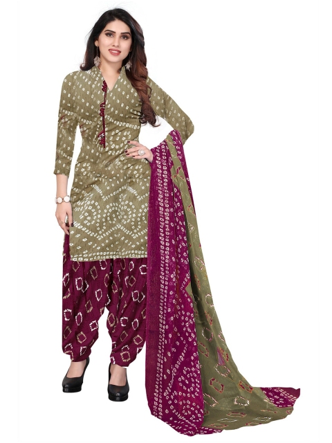 

SALWAR STUDIO Women Brown & Magenta Printed Unstitched Dress Material
