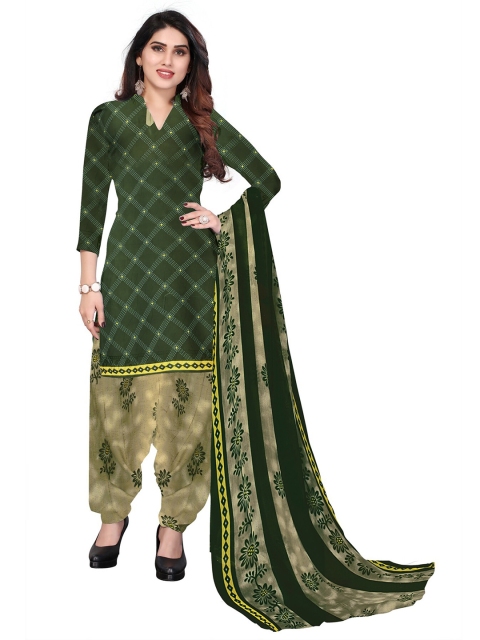 

SALWAR STUDIO Green Printed Unstitched Dress Material